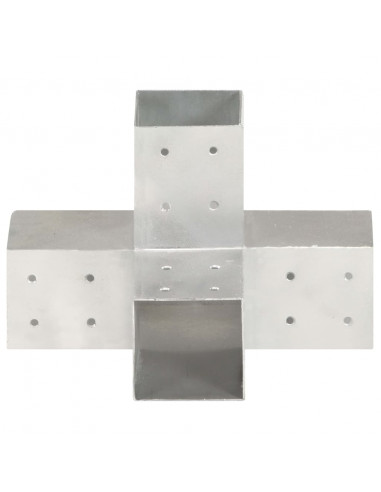 Connettori per Pali a Forma di X 4 pz Metallo Zincato 81x81 mm