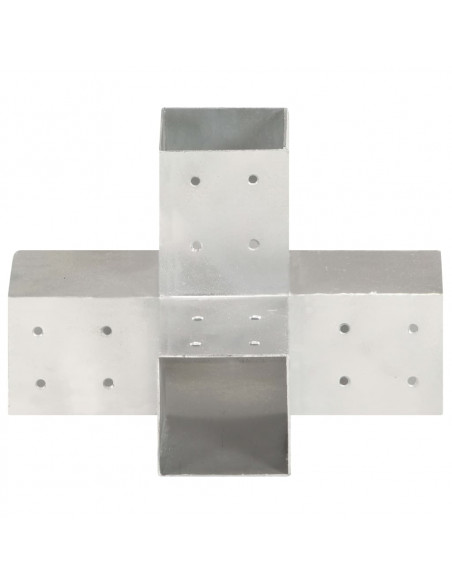 Connettori per Pali a Forma di X 4 pz Metallo Zincato 81x81 mm