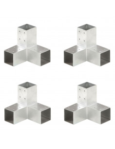 Connettori per Pali a Forma di Y 4 pz Metallo Zincato 71x71 mm 2