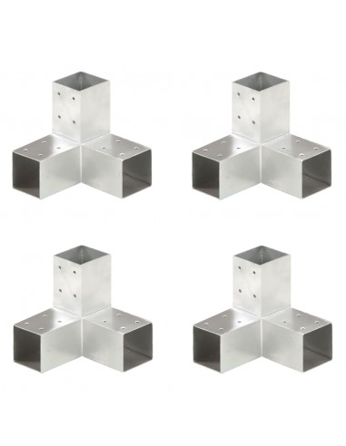 Connettori per Pali a Forma di Y 4 pz Metallo Zincato 71x71 mm