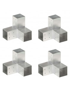 Connettori per Pali a Forma di Y 4 pz Metallo Zincato 81x81 mm 2
