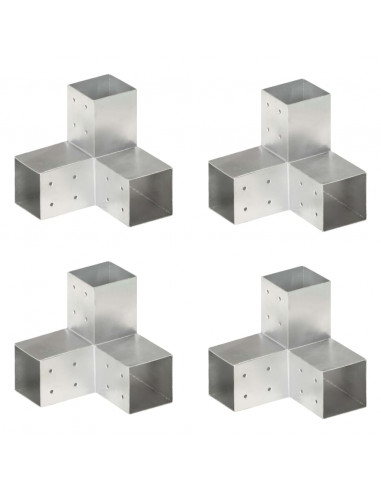 Connettori per Pali a Forma di Y 4 pz Metallo Zincato 81x81 mm