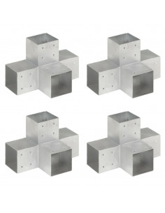 Connettori Pali a Forma di X 4 pz in Metallo Zincato 101x101 mm 2
