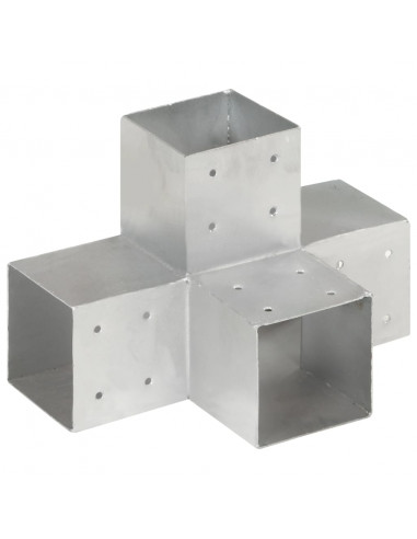 Connettori Pali a Forma di X 4 pz in Metallo Zincato 101x101 mm