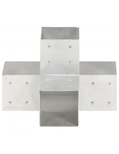 Connettori Pali a Forma di X 4 pz in Metallo Zincato 101x101 mm