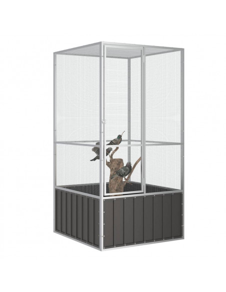 Gabbia per Uccelli Antracite 111x107x211,5 cm Acciaio Zincato