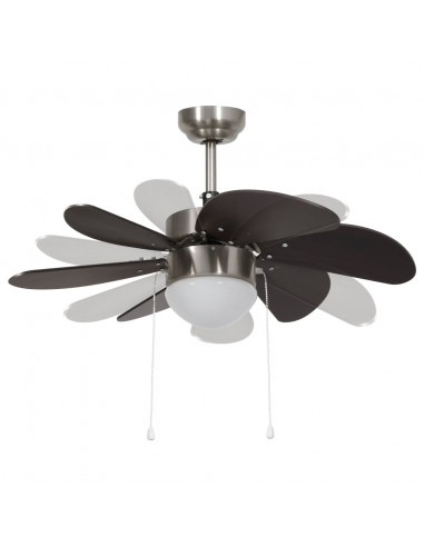 Ventilatore da Soffitto con Luce 76 cm Marrone Scuro