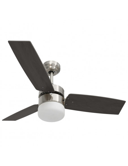 Ventilatore Soffitto con Luce e Telecomando 108cm Marrone Scuro