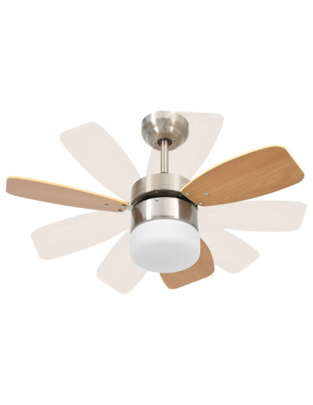 Ventilatore Soffitto Luce e Telecomando 76 cm Marrone Chiaro
