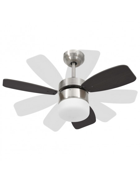 Ventilatore Soffitto con Luce e Telecomando 76 cm Marrone Scuro