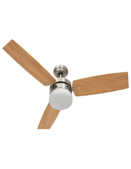 Ventilatore Soffitto Luce e Telecomando 108cm Marrone Chiaro