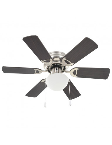 Ventilatore da Soffitto Decorato con Luce 82cm Marrone Scuro