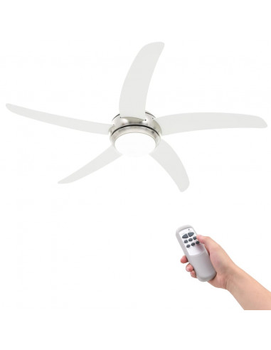 Ventilatore da Soffitto Decorato con Luce 128 cm Bianco