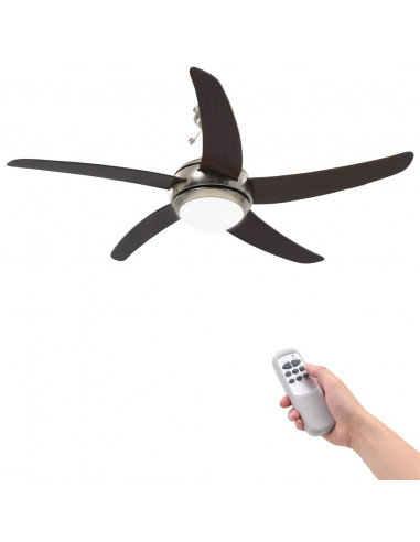 Ventilatore da Soffitto Decorato con Luce 128 cm Marrone