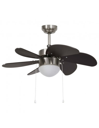 Ventilatore da Soffitto con Luce 76 cm Marrone Scuro