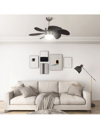 Ventilatore da Soffitto con Luce 76 cm Marrone Scuro