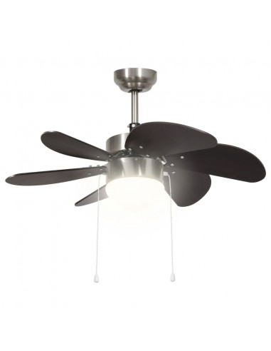 Ventilatore da Soffitto con Luce 76 cm Marrone Scuro