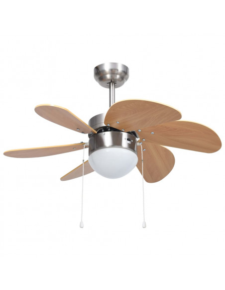 Ventilatore da Soffitto con Luce 76 cm Marrone Chiaro