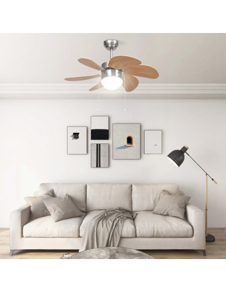Ventilatore da Soffitto con Luce 76 cm Marrone Chiaro