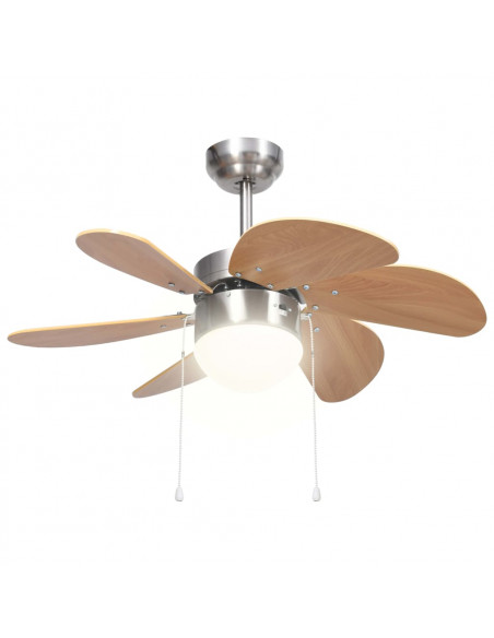 Ventilatore da Soffitto con Luce 76 cm Marrone Chiaro