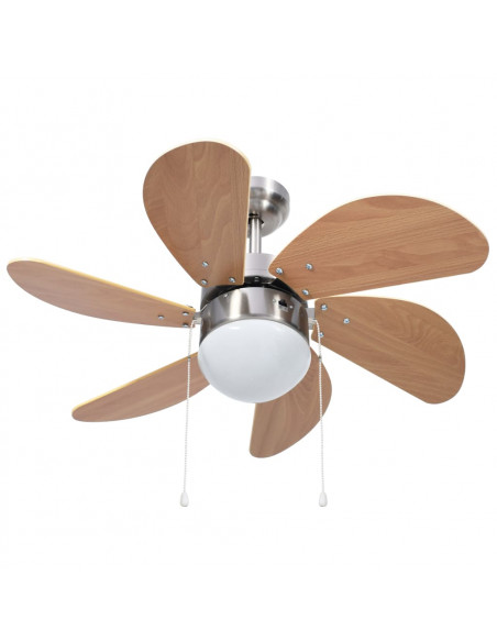 Ventilatore da Soffitto con Luce 76 cm Marrone Chiaro