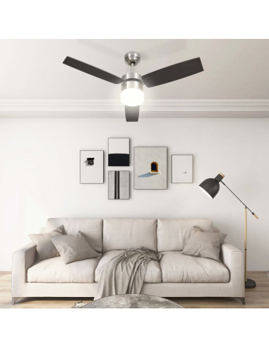 Ventilatore Soffitto con Luce e Telecomando 108cm Marrone Scuro