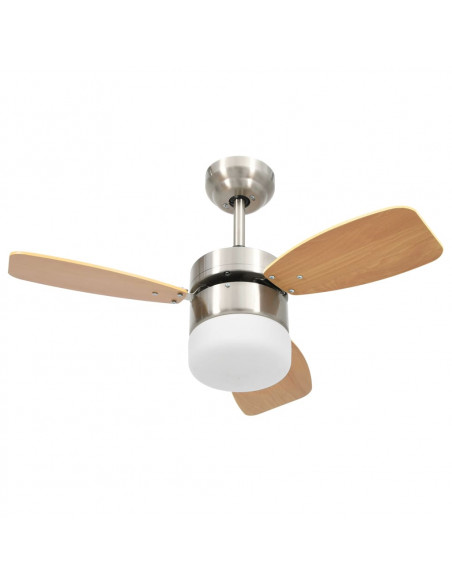 Ventilatore Soffitto Luce e Telecomando 76 cm Marrone Chiaro