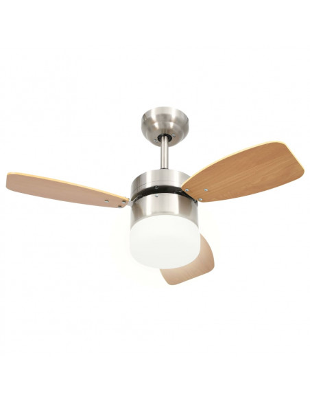 Ventilatore Soffitto Luce e Telecomando 76 cm Marrone Chiaro