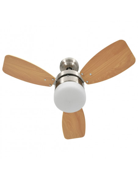 Ventilatore Soffitto Luce e Telecomando 76 cm Marrone Chiaro