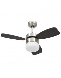 Ventilatore Soffitto con Luce e Telecomando 76 cm Marrone Scuro 2