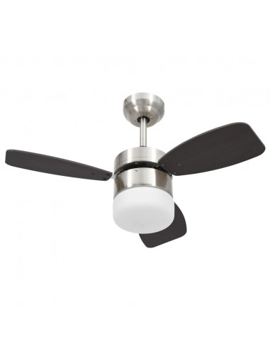Ventilatore Soffitto con Luce e Telecomando 76 cm Marrone Scuro