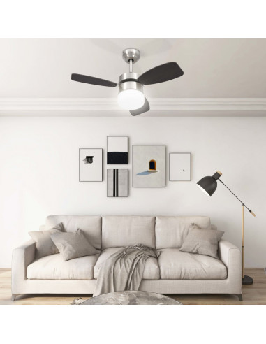 Ventilatore Soffitto con Luce e Telecomando 76 cm Marrone Scuro