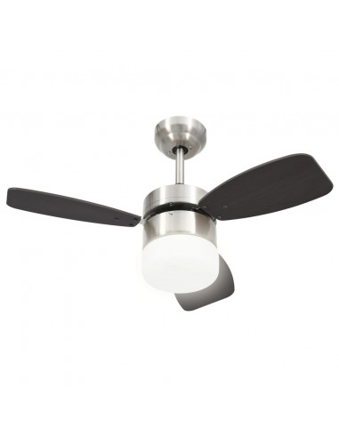 Ventilatore Soffitto con Luce e Telecomando 76 cm Marrone Scuro
