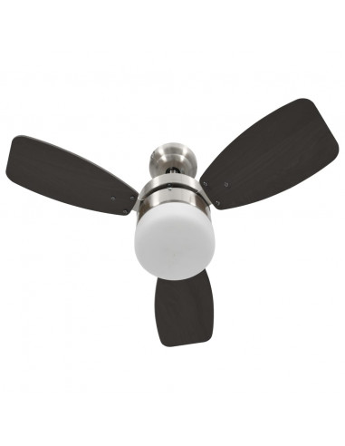 Ventilatore Soffitto con Luce e Telecomando 76 cm Marrone Scuro