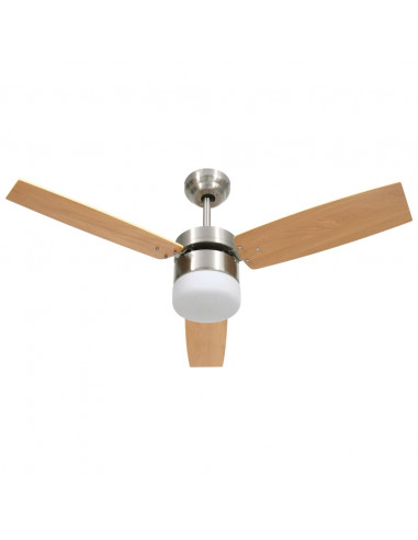 Ventilatore Soffitto Luce e Telecomando 108cm Marrone Chiaro