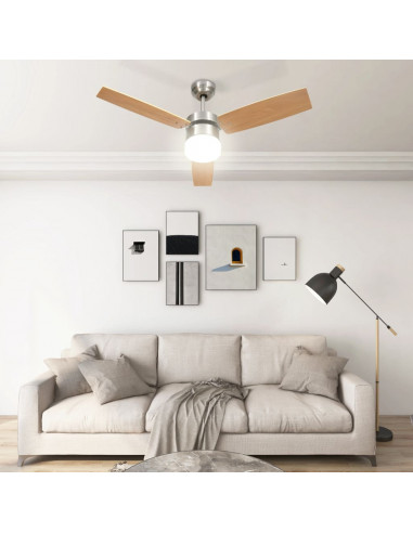Ventilatore Soffitto Luce e Telecomando 108cm Marrone Chiaro