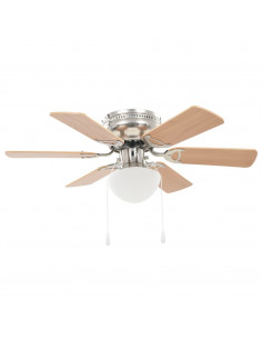 Ventilatore da Soffitto Decorato con Luce 82 cm Marrone Chiaro 2