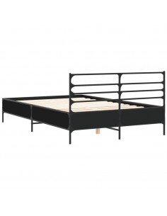 Giroletto Nero 120x200 cm in Legno Multistrato e Metallo