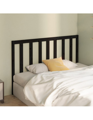 Testiera per Letto Nera 146x4x100 cm in Legno Massello di Pino