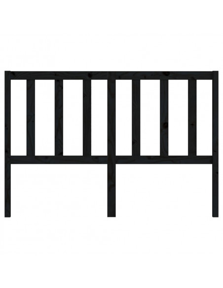 Testiera per Letto Nera 146x4x100 cm in Legno Massello di Pino