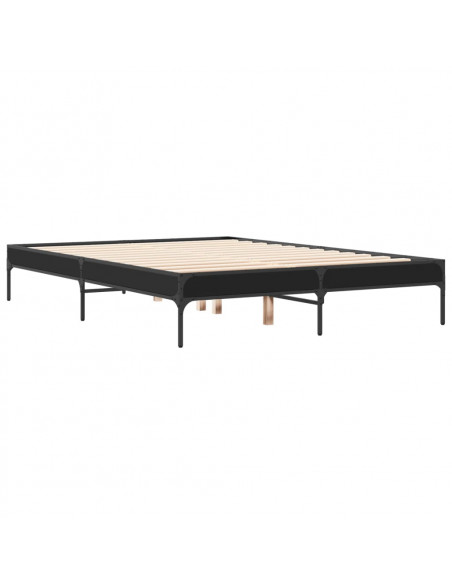 Giroletto Nero 120x200 cm in Legno Multistrato e Metallo