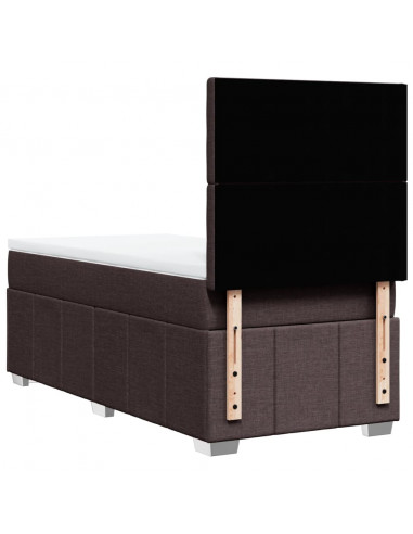 Giroletto a Molle con Materasso Marrone Scuro 100x200cm Tessuto