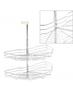 Cestello Metallico a 2 Livelli Argento Rotabile 180° 75x38x80cm 2