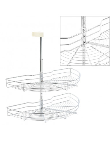 Cestello Metallico a 2 Livelli Argento Rotabile 180° 75x38x80cm