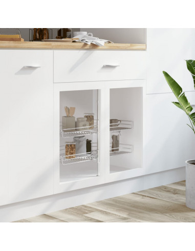 Cestello Metallico a 2 Livelli Argento Rotabile 180° 75x38x80cm