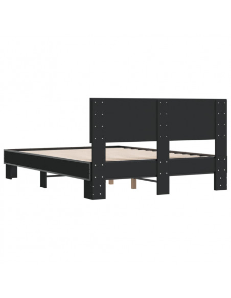 Giroletto Nero 135x190 cm in Legno Multistrato e Metallo