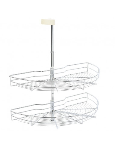 Cestello Metallico a 2 Livelli Argento Rotabile 180° 75x38x80cm