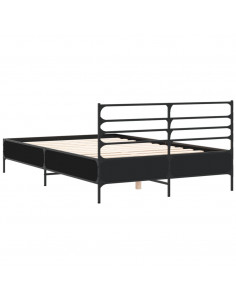 Giroletto Nero 135x190 cm in Legno Multistrato e Metallo