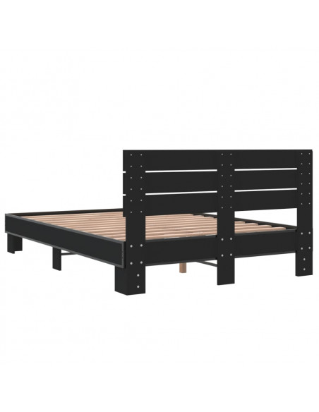 Giroletto Nero 140x190 cm in Legno Multistrato e Metallo