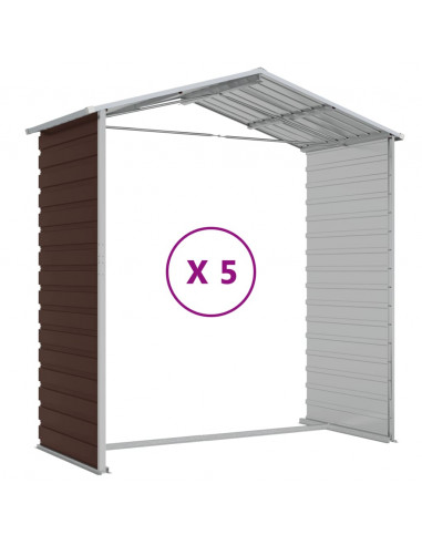 Capanno da Giardino Marrone 191x470x198 cm in Acciaio Zincato